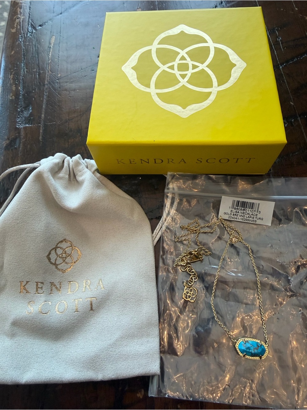 NWT Kendra Scott Gold Turquoise Elisa Pendant Necklace